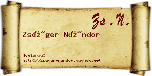 Zséger Nándor névjegykártya